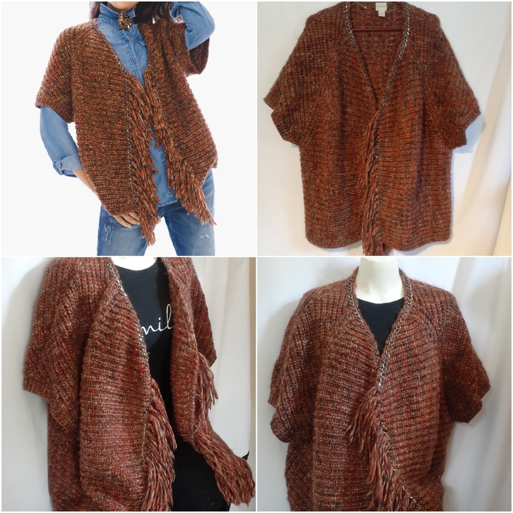 Chico's Chain Inlaid Fringe Cardigan Size 12